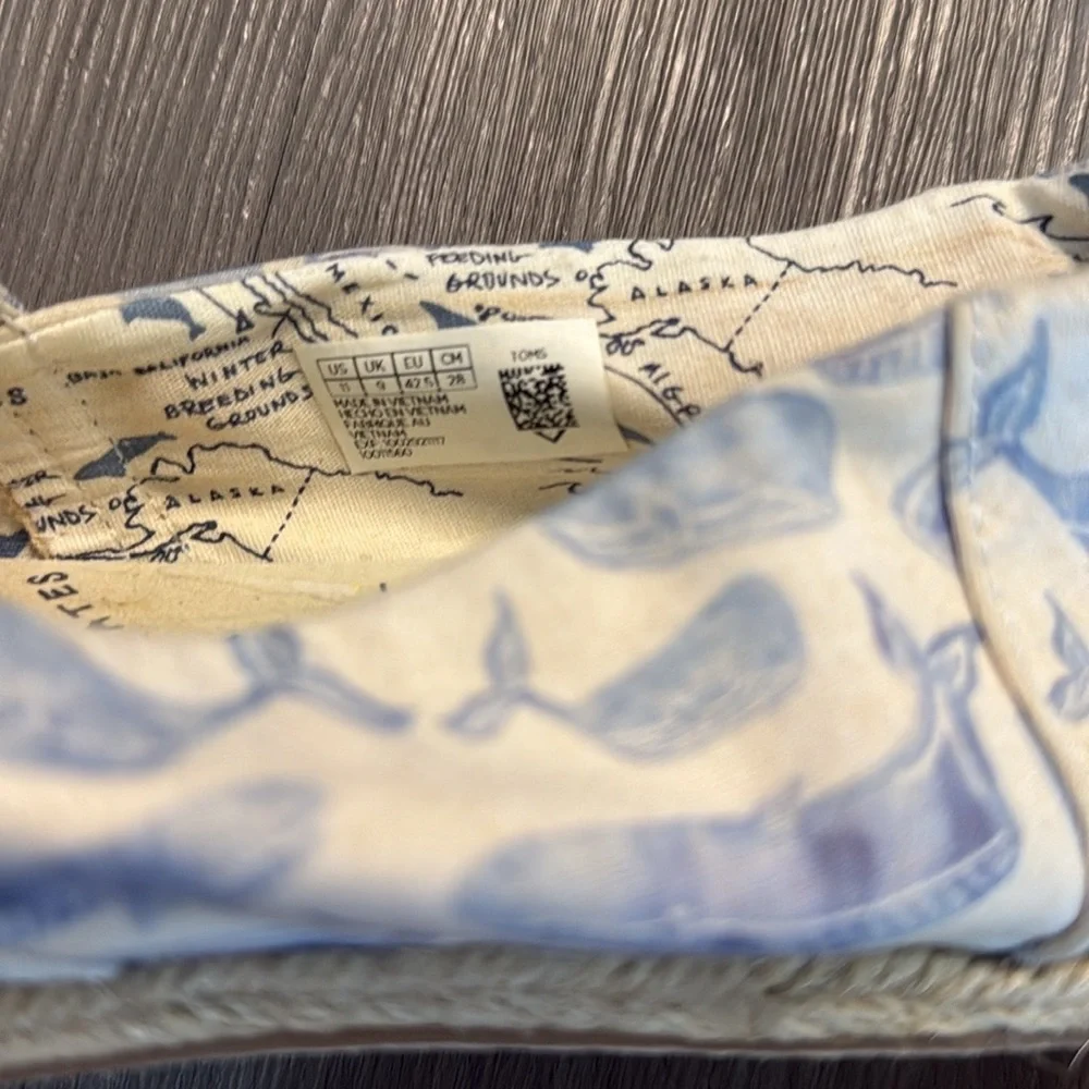 Toms Oceana Classic Multi Watercolor Whale Canvas Espadrilles Slip Ons 11